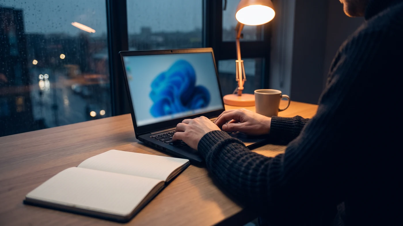 Working late at a laptop on search rankings